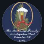 Christmas Lantern 1 - Weihnachtsadressen - Labels Runder Aufkleber<br><div class="desc">fügen Sie ein schönes Bild zu Ihrem Urlaub Mailing in diesem Jahr... entwickelt von marlodeedesigns.com</div>