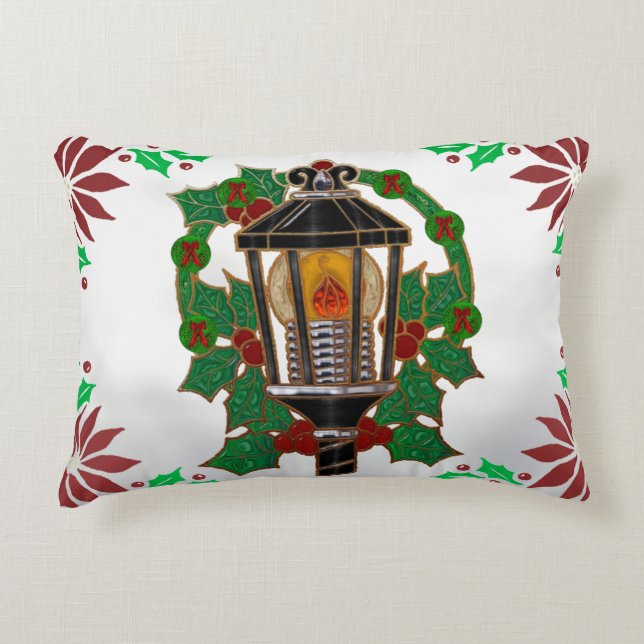 Christmas Lantern Stain Glass Art Deco Dekokissen (Vorderseite)