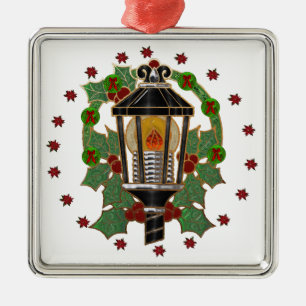 Christmas Lantern Stain Glass Art Deco Silbernes Ornament