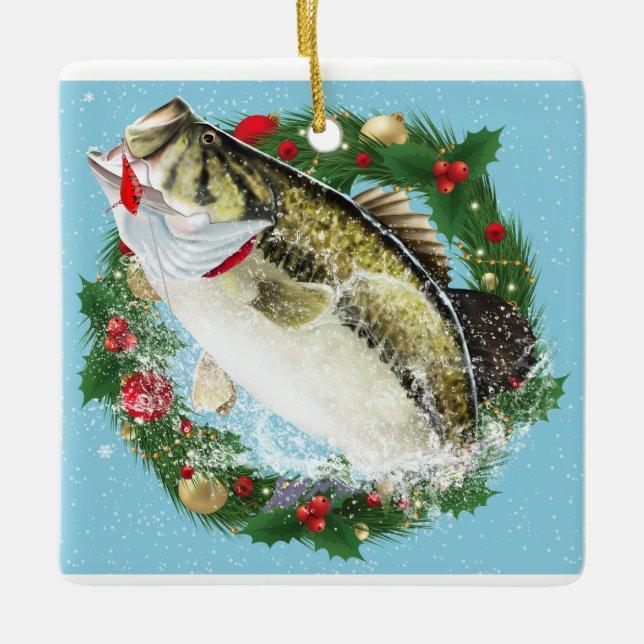 Christmas Largemouth Bass Keramikornament (Vorderseite)