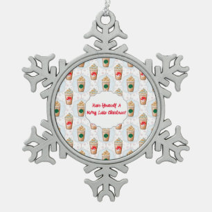 Christmas Latte Ogee-Schneemuster-Ornament Schneeflocken Zinn-Ornament