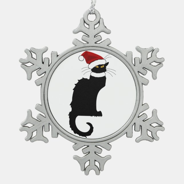 Christmas Le Chat Noir Schneeflocken Zinn-Ornament (Vorderseite)