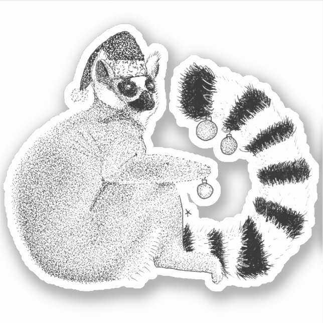 Christmas Lemur Aufkleber (Vorderseite)