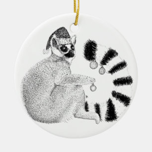 Christmas Lemur Keramik Ornament