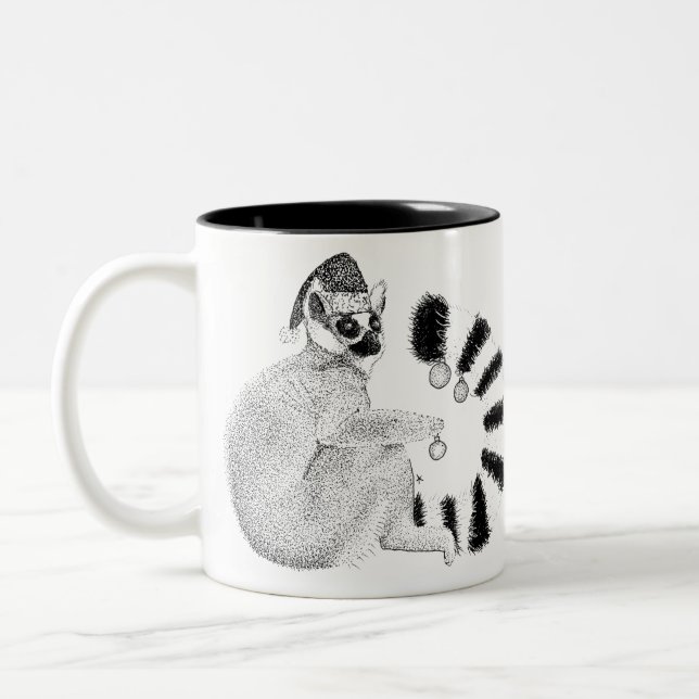 Christmas Lemur Zweifarbige Tasse (Links)