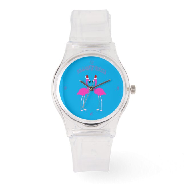 Christmas Lesbian Flamingos Flamingo Belles Armbanduhr (Vorderseite)