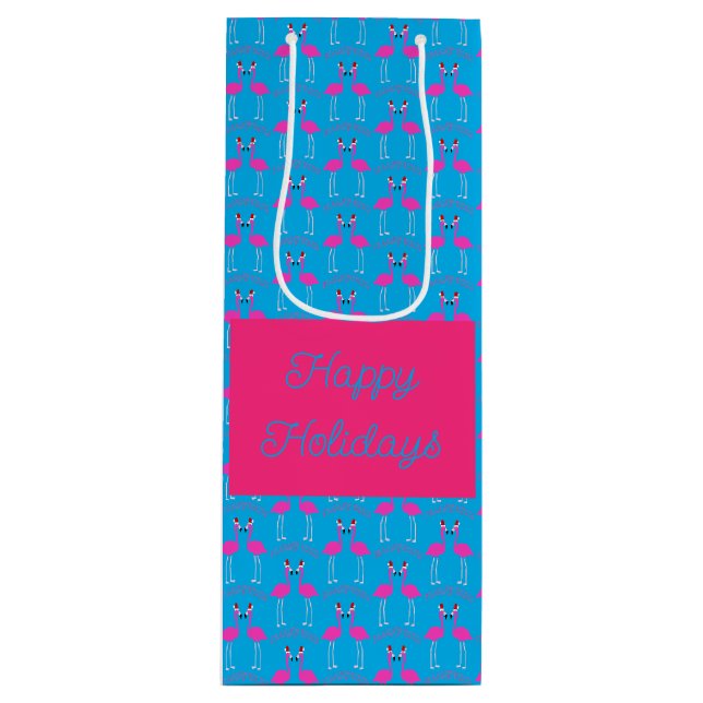 Christmas Lesbian Flamingos Flamingo Belles Custom Geschenktüte Für Weinflaschen (Vorderseite)