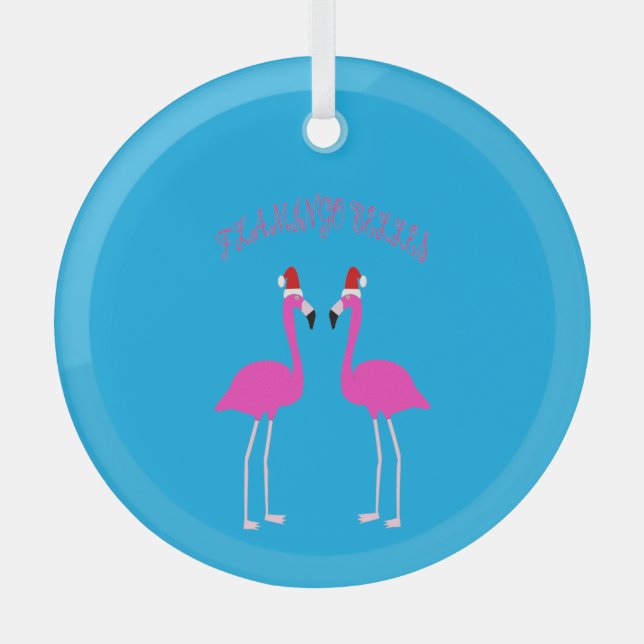 Christmas Lesbian Flamingos Flamingo Belles Ornament Aus Glas (Vorderseite)