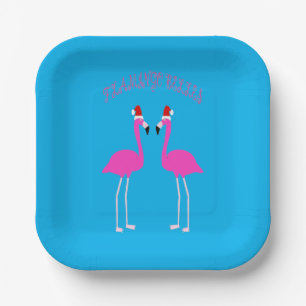 Christmas Lesbian Flamingos Flamingo Belles Pappteller