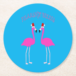 Christmas Lesbian Flamingos Flamingo Belles Runder Pappuntersetzer