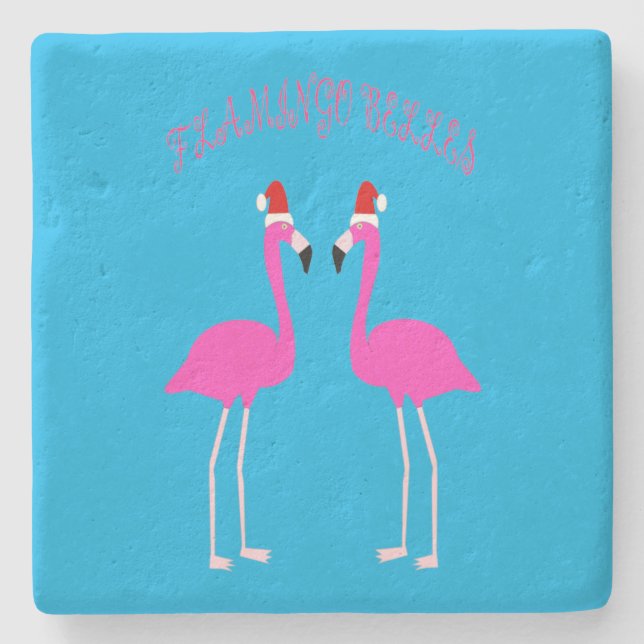 Christmas Lesbian Flamingos Flamingo Belles Steinuntersetzer (Vorderseite)