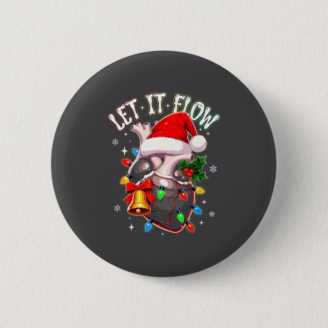 Christmas Let I T Flow Anatomy Heart Cardiac Nurse Button (Vorderseite)
