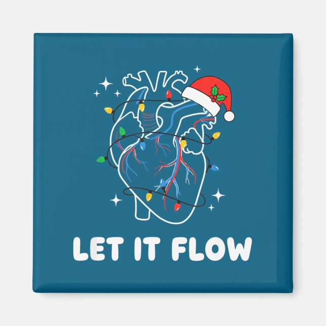 Christmas Let It Flow Cardiac Heart Funny Nurse Ho Magnet (Vorne)