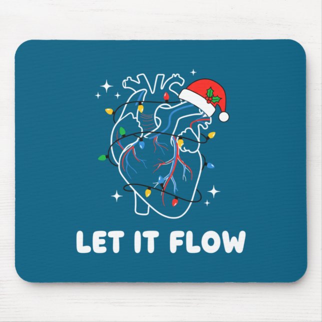 Christmas Let It Flow Cardiac Heart Funny Nurse Ho Mousepad (Vorne)