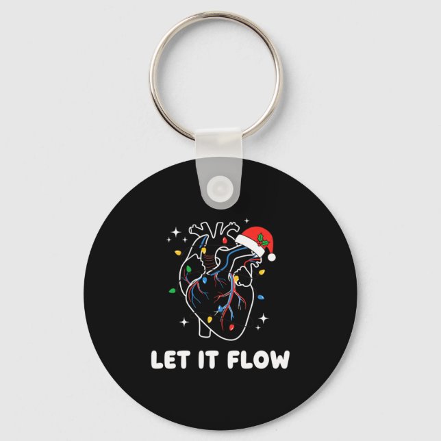 Christmas Let It Flow Cardiac Heart Funny Nurse Ho Schlüsselanhänger (Vorderseite)
