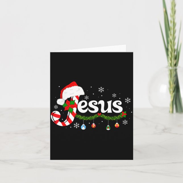 Christmas Letter J For Jesus Christian Candy Cane  Karte (Vorderseite)