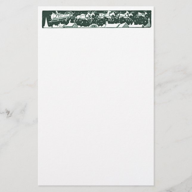 Christmas Letter Santa Holiday Green Stationery Briefpapier (Vorderseite)
