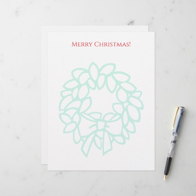 Christmas letterhead with elegant wreath watermark briefbogen (Vorderseite/Rückseite Beispiel)
