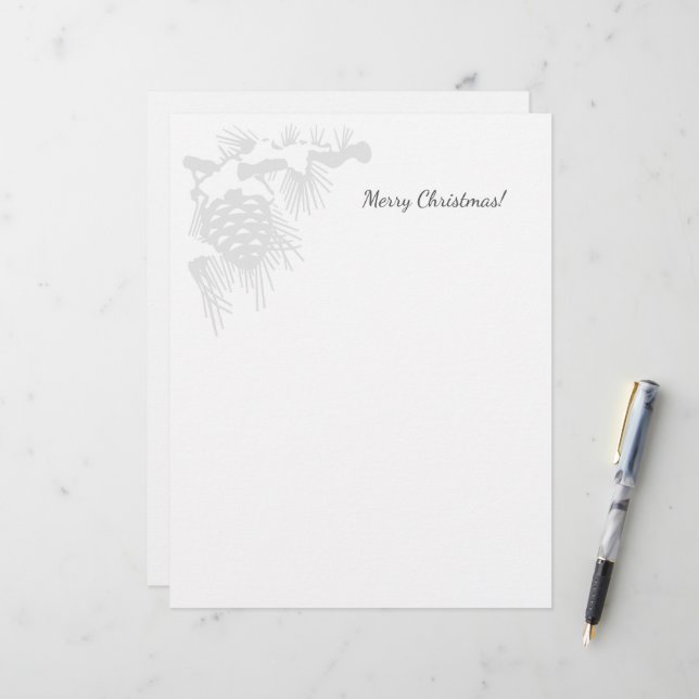 Christmas letterhead with snowy pine cone logo briefbogen (Vorderseite/Rückseite Beispiel)