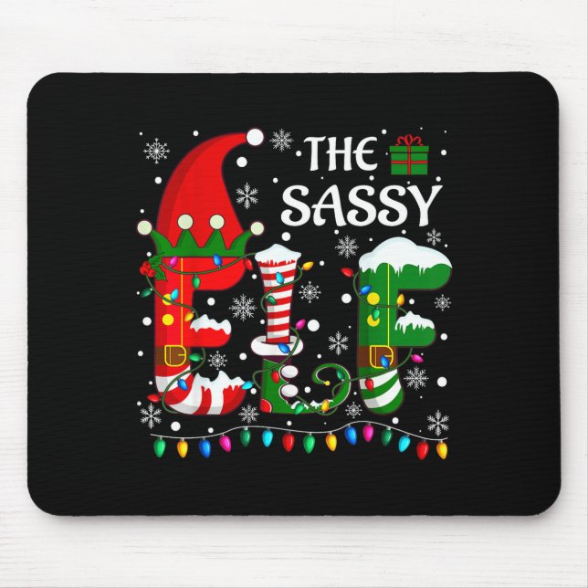 Christmas Light Family Matching Pajamas Sy Elf Xma Mousepad (Vorne)