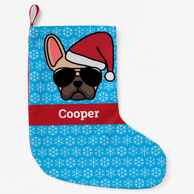 Christmas Light Fawn French Bulldog Kleiner Weihnachtsstrumpf (Vorderseite)