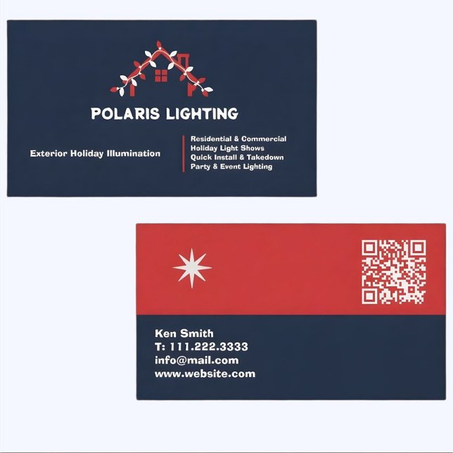 🎄✩ ₊˚🦌⊹♡ Christmas Light Installation QR Visitenkarte (Christmas Light Installation QR Business Card)