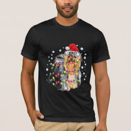 Christmas Light Yorkshire Terrier Doppy Puppy T-Shirt