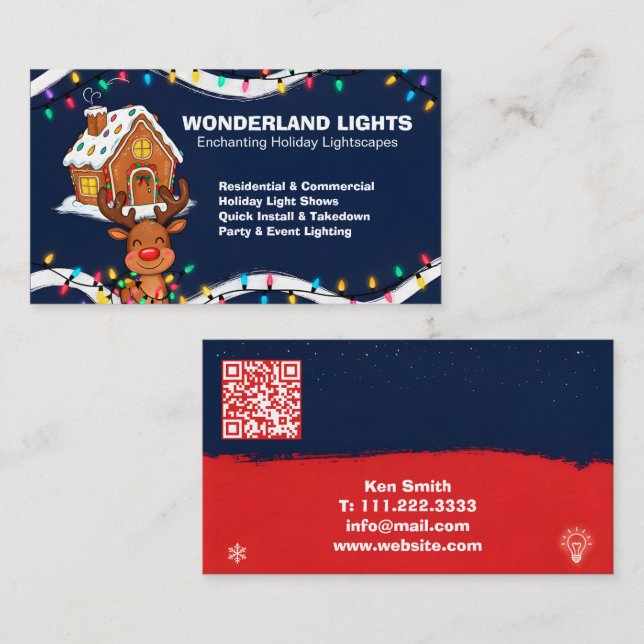 🎅🏼Christmas Lighting QR Vcard Visitenkarte (Vorne/Hinten)