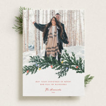 Christmas Lights and Greenery Photo