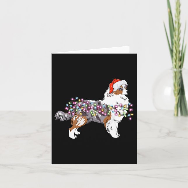 Christmas Lights Australian Shepherd Dog Niedlich Karte (Vorderseite)
