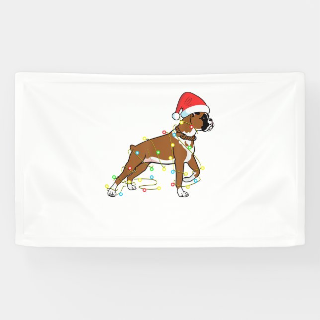 Christmas Lights Boxer Dog Lover Funny Geschenk Banner (Horizontal)