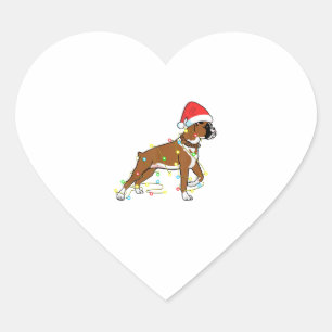 Christmas Lights Boxer Dog Lover Funny Geschenk Herz-Aufkleber