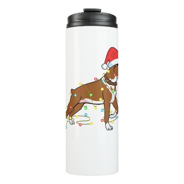 Christmas Lights Boxer Dog Lover Funny Geschenk Thermosbecher (Vorderseite)
