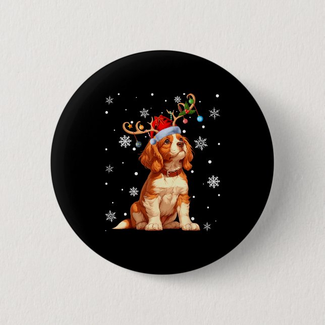 Christmas Lights Cavalier King Charles Spaniel Xma Button (Vorderseite)
