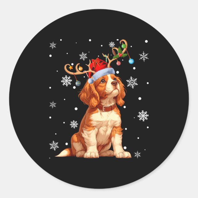 Christmas Lights Cavalier King Charles Spaniel Xma Runder Aufkleber (Vorderseite)