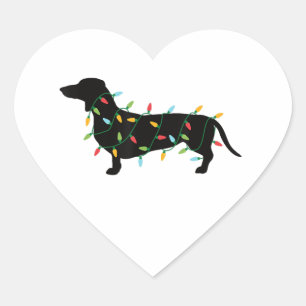 Christmas Lights Dachshund Cute Gifts Dog Lovers Herz-Aufkleber