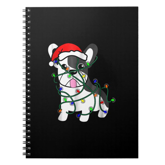 christmas lights decoration funny french bulldog notizblock (Vorderseite)
