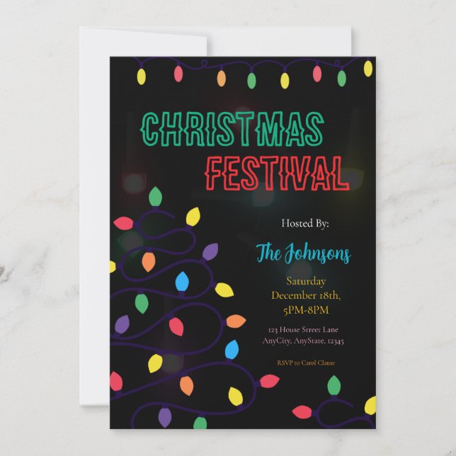 Christmas Lights Festival Invitation (Devant)