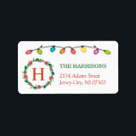 Christmas Lights Floral Wreath Family Monogram Adressaufkleber<br><div class="desc">Weihnachts-Leuchten Blumenkraut Familie Monogram - Personalisiertes Adressetikett für Sie. Alle Textstile,  Farben,  Größen und die Hintergrundfarbe können an Ihre Bedürfnisse angepasst werden. Wenn Sie eine Anpassung benötigen,  kontaktieren Sie mich bitte.</div>