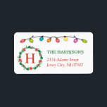 Christmas Lights Floral Wreath Family Monogram Adressaufkleber<br><div class="desc">Weihnachts-Leuchten Blumenkraut Familie Monogram - Personalisiertes Adressetikett für Sie. Alle Textstile,  Farben,  Größen und die Hintergrundfarbe können an Ihre Bedürfnisse angepasst werden. Wenn Sie eine Anpassung benötigen,  kontaktieren Sie mich bitte.</div>