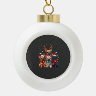 Christmas Lights French Bulldogs Xmas Frenchie Dog Keramik Kugel-Ornament