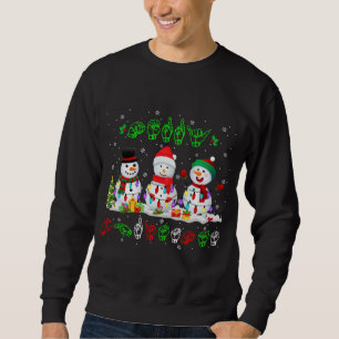 Christmas Lights Merry Christmas Snowman ASL Sign Sweatshirt