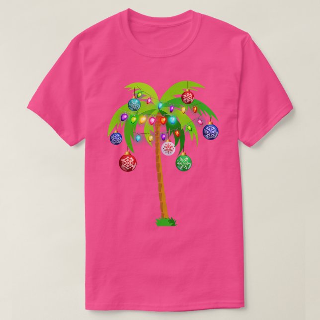 Christmas Lights Palm Tree Funny Hawaii T-Shirt (Design vorne)