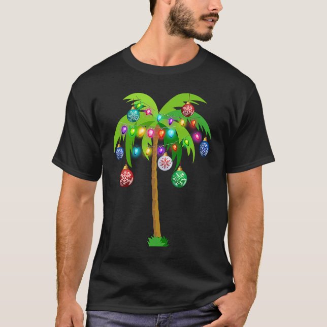 Christmas Lights Palm Tree  Hawaii Beach Tropical  T-Shirt (Vorderseite)