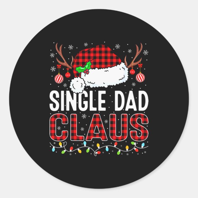 Christmas Lights Single Dad Claus Family Matching  Runder Aufkleber (Vorderseite)