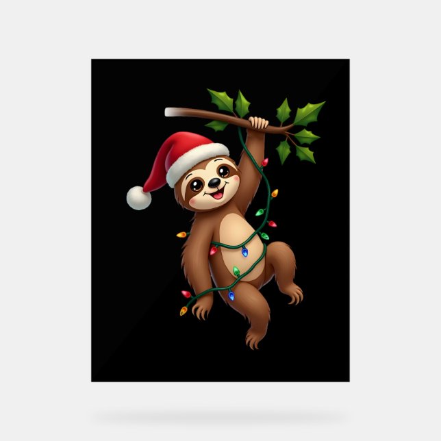 Christmas Lights Sloth Wearing Xmas Hat - Sloth Lo (Recto)