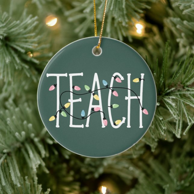 Christmas Lights Teach Teacher Love Teaching Gifts Keramik Ornament (Baum)
