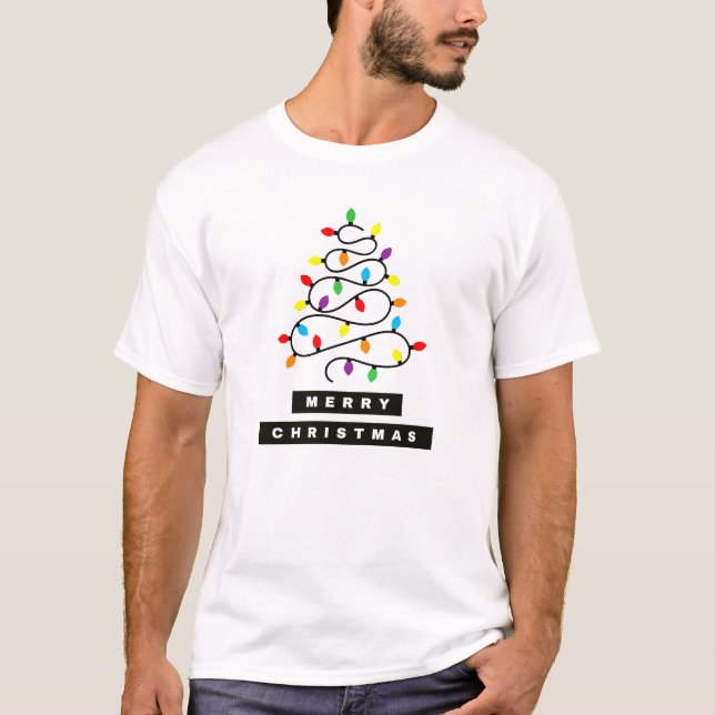 Christmas Lights Tree Design  T-Shirt (Vorderseite)