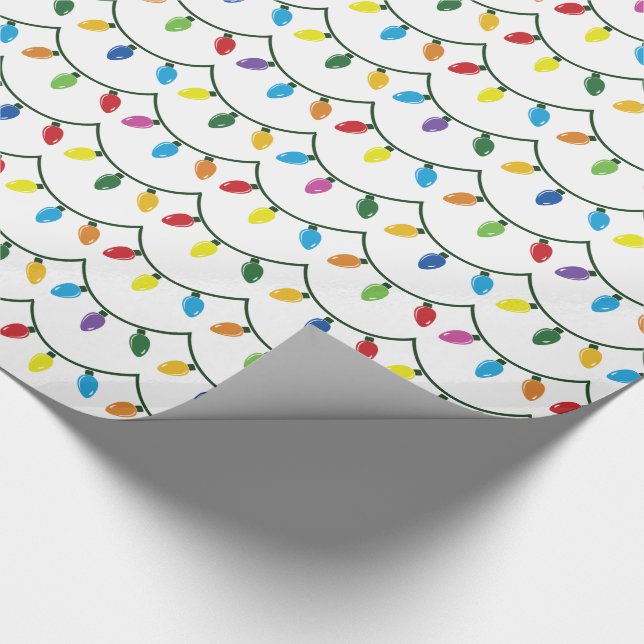 Christmas Lights WHITE GIFT WRAP Geschenkpapier (Ecke)