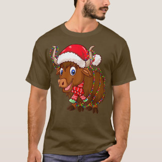 Christmas Lights Yak Wearing Xmas Hat Yak Lover T-Shirt